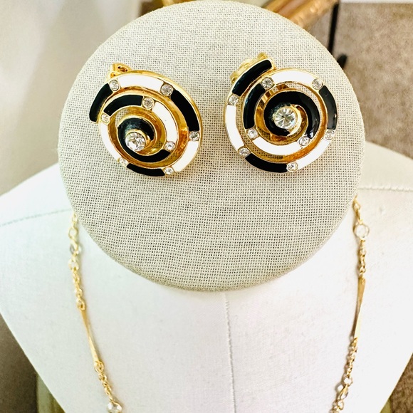 Vintage Rhinestone Earrings & Dainty Crystal Necklace - Picture 7 of 17